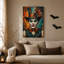 «Teal and Orange Clown Portrait in Top Hat», art mural sur toile-1525207419