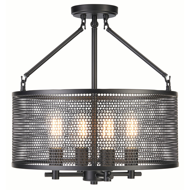 Maier 4 - Light Dimmable Drum Chandelier, Black, Black