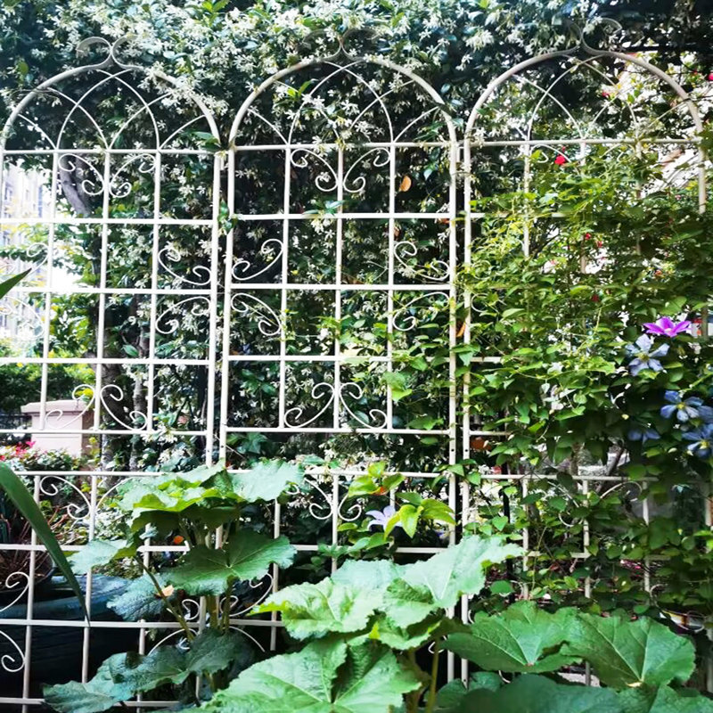 Paquet de 4, treillis de jardin en métal antirouille 19,7 po, blanc crème pour plantes grimpantes, support de fleurs extérieur, tuyau rond galvanisé antirouille 19,7 po