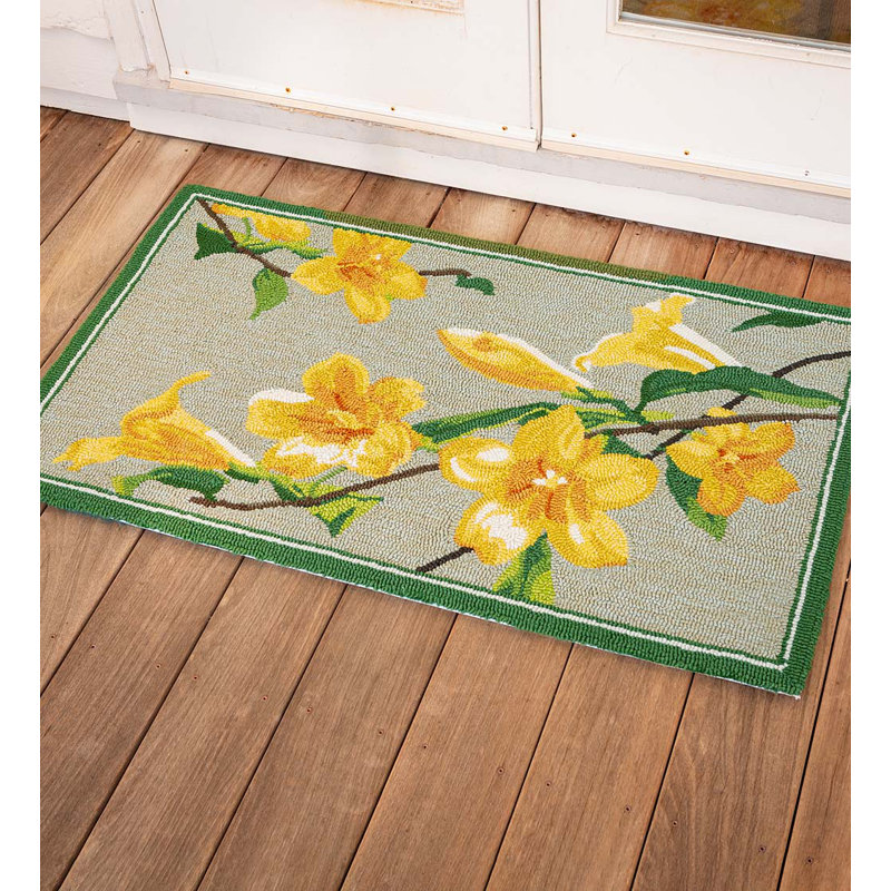 Tapis intérieur / extérieur en polypropylène à crochets jaunes Jasmine