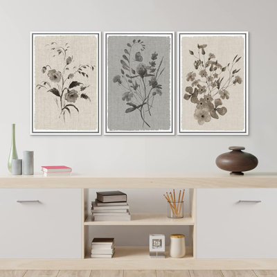 Minimal Botanical " Wildflower Bouquet " 3 - Pieces