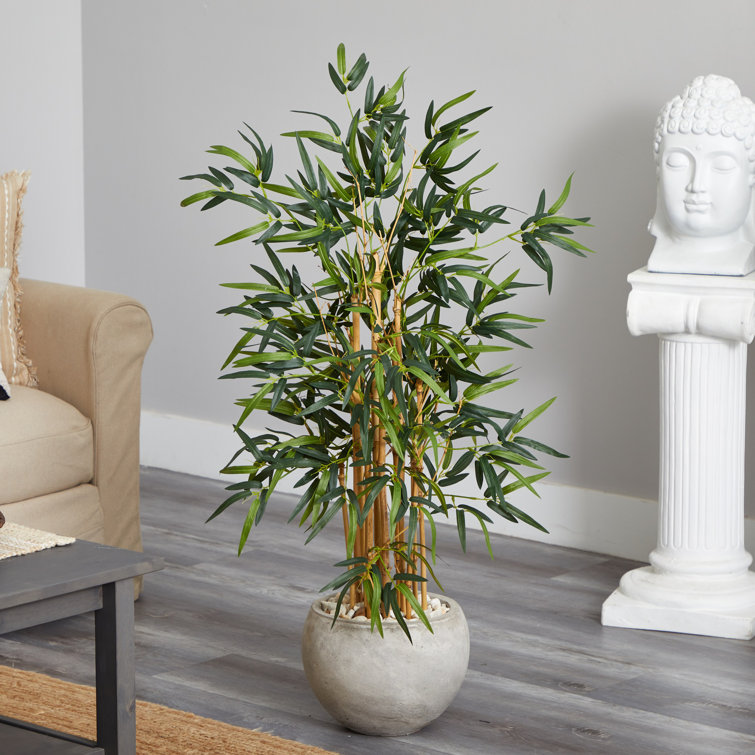 48'' Faux Bamboo Tree in Stone Planter