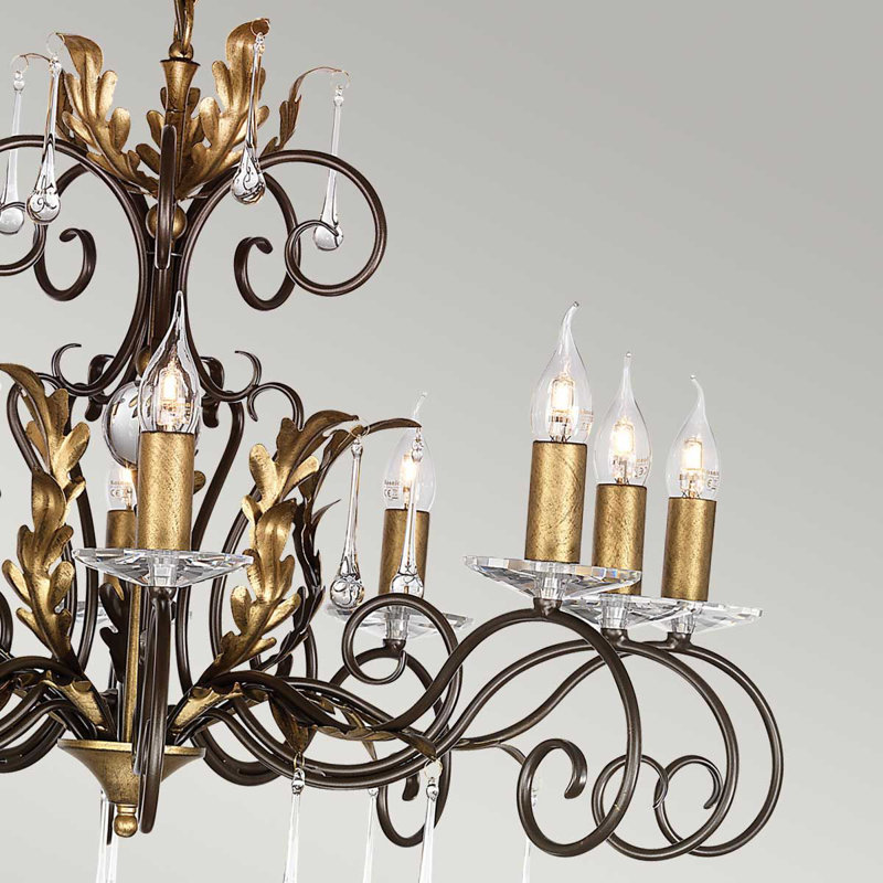 Barcroft 10 - Light Candle Style Chandelier, Bronze/Gold