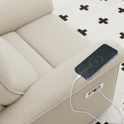 Wall Hugger Power Recliner with USB Port and Snowflake Velvet