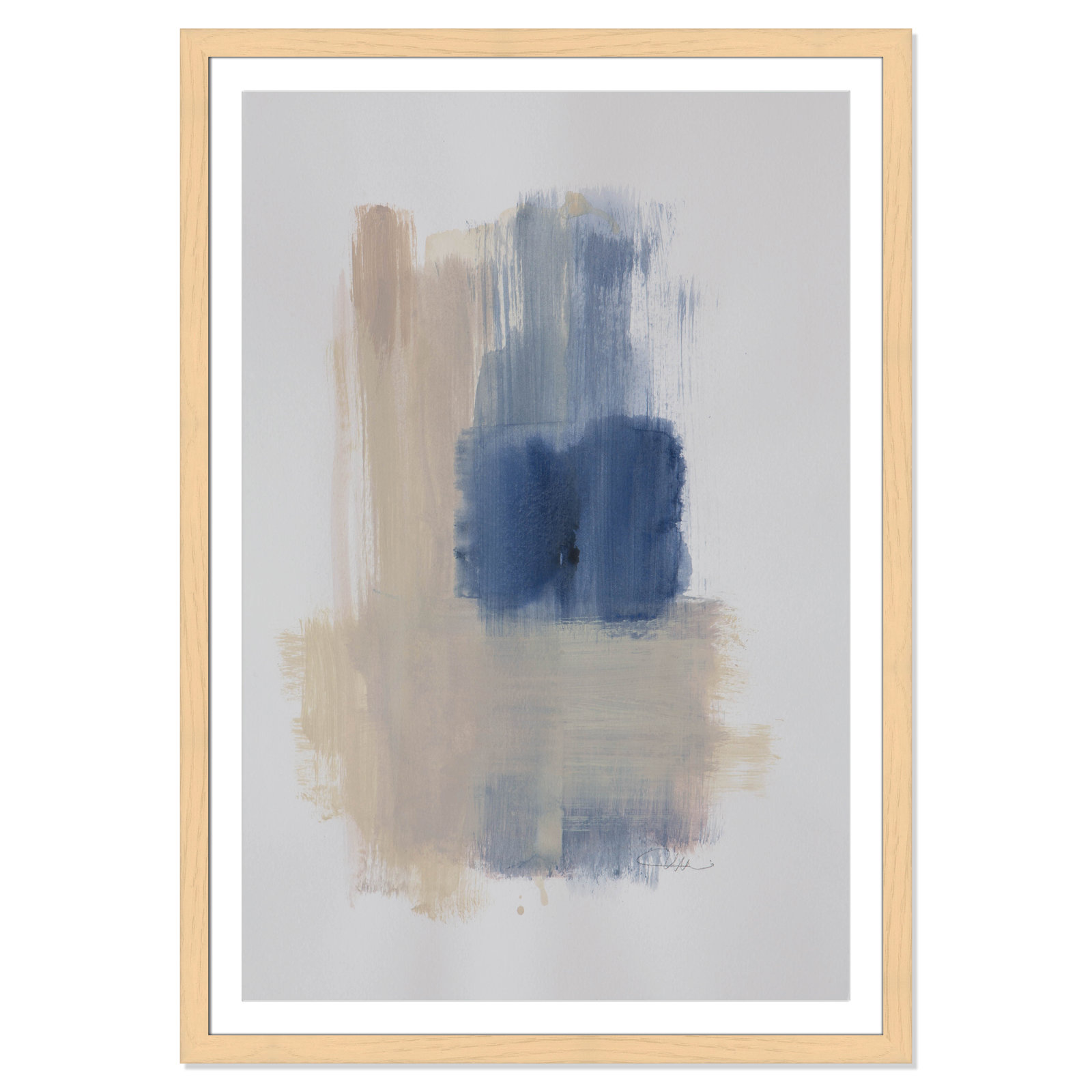 Esmeray "Powder Room Wash III" Print, 55" H x 39" W x 1.25" D, Natural Cube Frame Matted