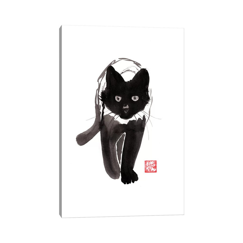 «Walking Cat» par Péchane, reproduction d'art sur toile tendue, H 40 po x l 26 po x P 1,5 po