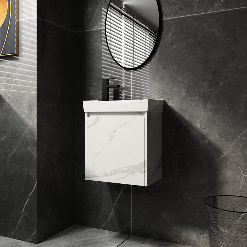 Armoire de salle de bain avec lavabo en céramique - Essentiels modernes et fonctionnels