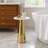 Gold Side Table with White Marble Top | Decorative Modern End Table | Pedestal Metal Base | Accent Table for Living Room | 14x14x24"