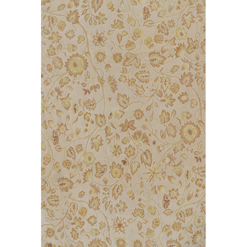 Rug & Kilim’S Tudor Style Rug In White With Beige-Brown Floral Patterns