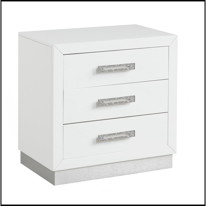 Table de chevet en bois blanc laiteux