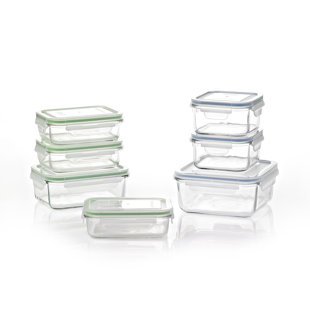 Glasslock Square Tempered Glass Food Container Set of 3 490ml/17oz