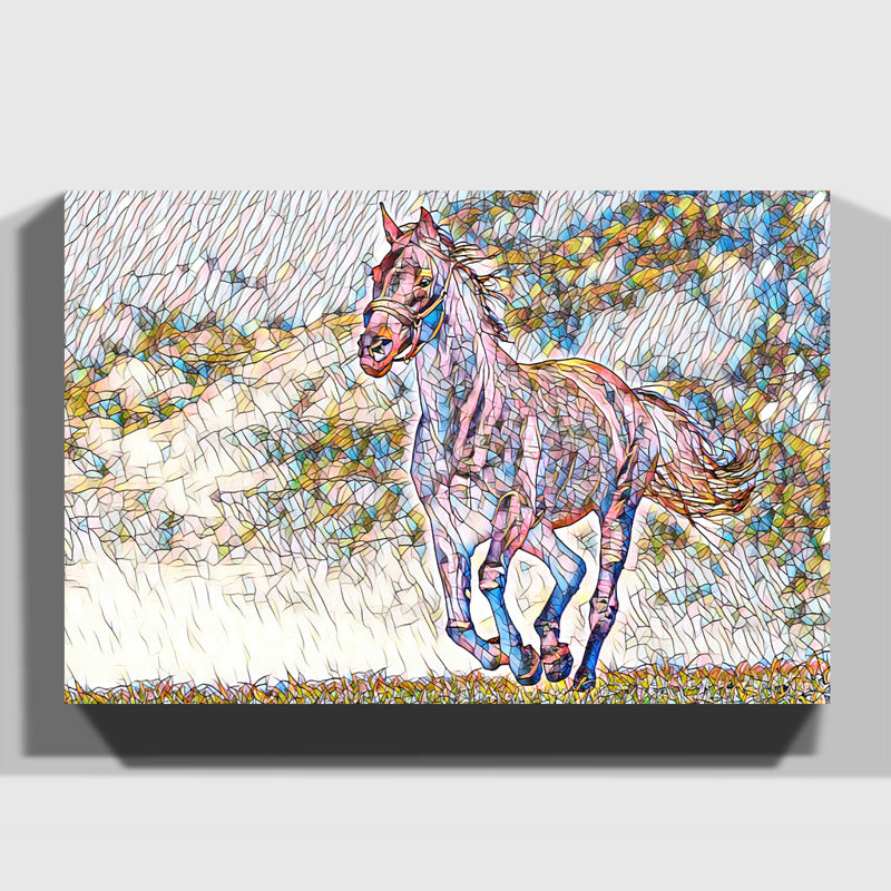 Black Horse Running - Wrapped Canvas, 50cm H x 76cm W