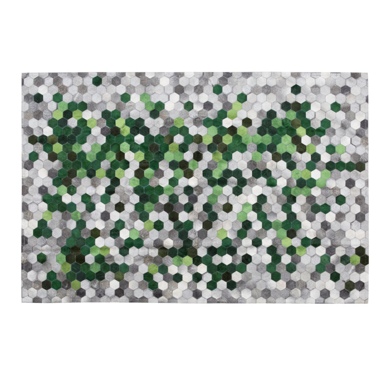 Angulo Cowhide Geometric Area Rug, Rectangle 5'9" x 6'7"