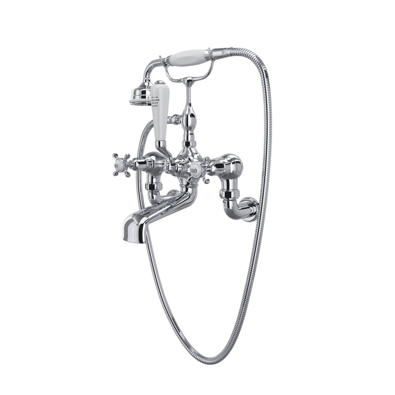 Edwardian Traditional Exposed Wall Mount Tub Filler, Polished Chrome