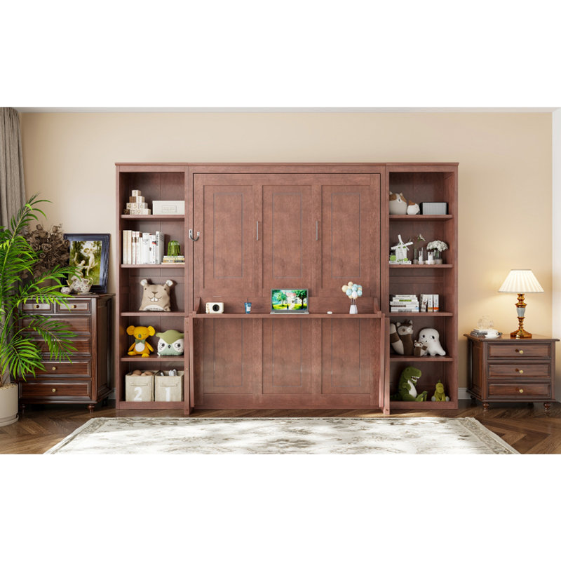 Lit escamotable avec bureau et bibliothèque Murphy, Dark Brown