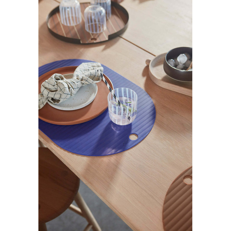Ribbo Silicone Oval Placemats, Optic Blue