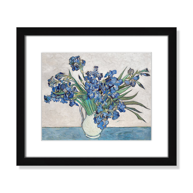 Imprimé iris bleu par Vincent Van Gogh, H 15 po x l 13 po, Blanc, Encadré de boîte noir