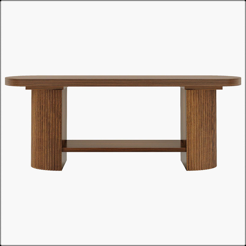 Table basse 45 po, table de bout moderne ovale à 2 niveaux avec rangement