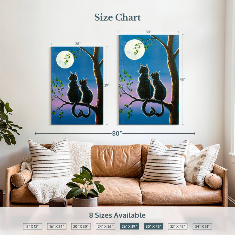 Hardie Moonlit Cat Couple, 39" H x 26" W