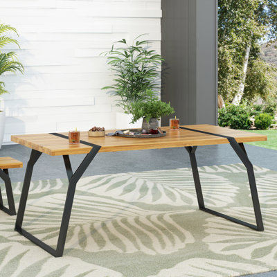 Table de salle à manger avec look industriel moderne, pieds en bois et évasés, l 35,76 po