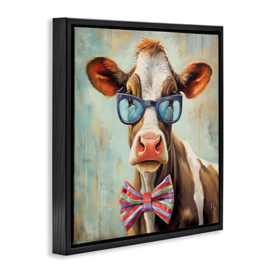 «Hipster Cow with Bowtie», art mural sur toile par Ivan Guaderrama