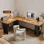 Bureau d'écriture en L en bois massif brun noisette-1619870338-1619870339