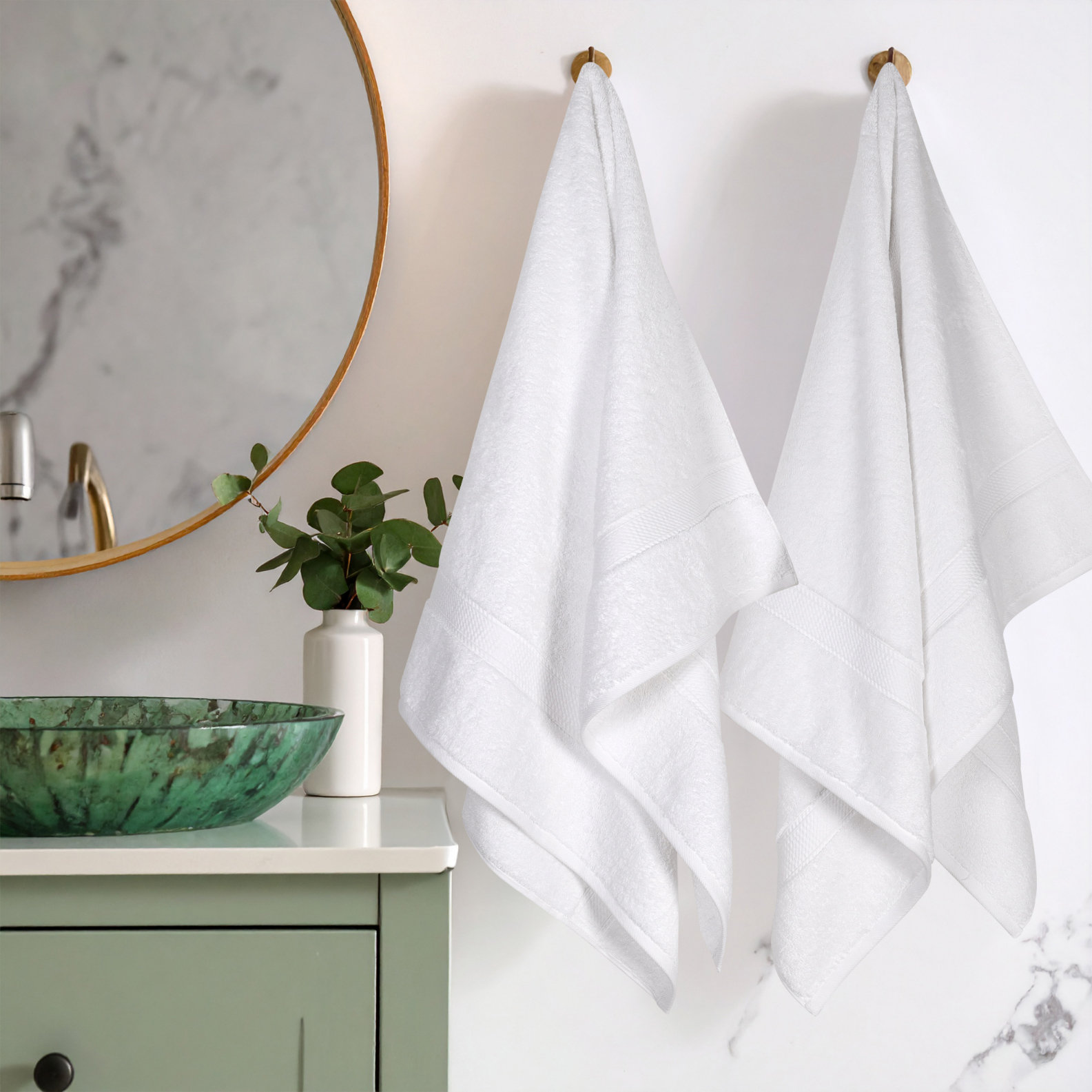2-Piece Egyptian Cotton Bath Towel Set, White