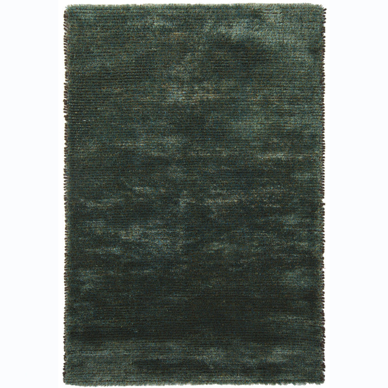 Samons Authentic Hand Woven Green Wool Polyester Rug, Runner 2'6" x 7'6"