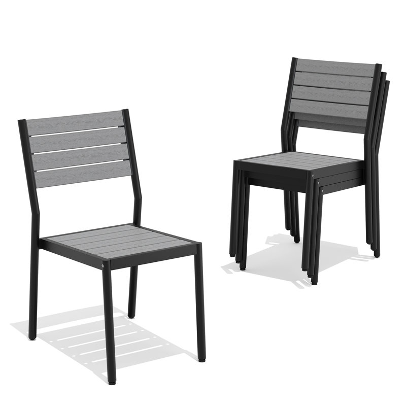 Chaise de salle à manger Deen Auminium, 4, Gris foncé