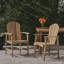 Chaises de salle à manger d'extérieur résistantes aux intempéries en bois d'acacia Adirondack (ensemble de 2), finition naturelle
