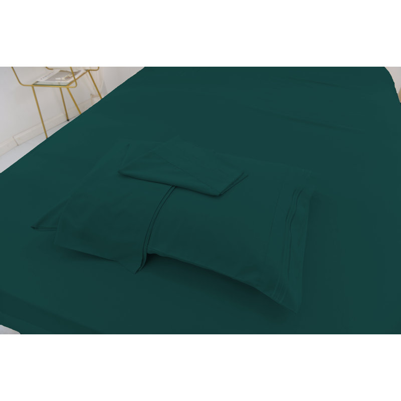 Ensemble de literie en rayonne de bambou, Émeraude, Ensemble de draps pour lit simple TG + un drap-hou