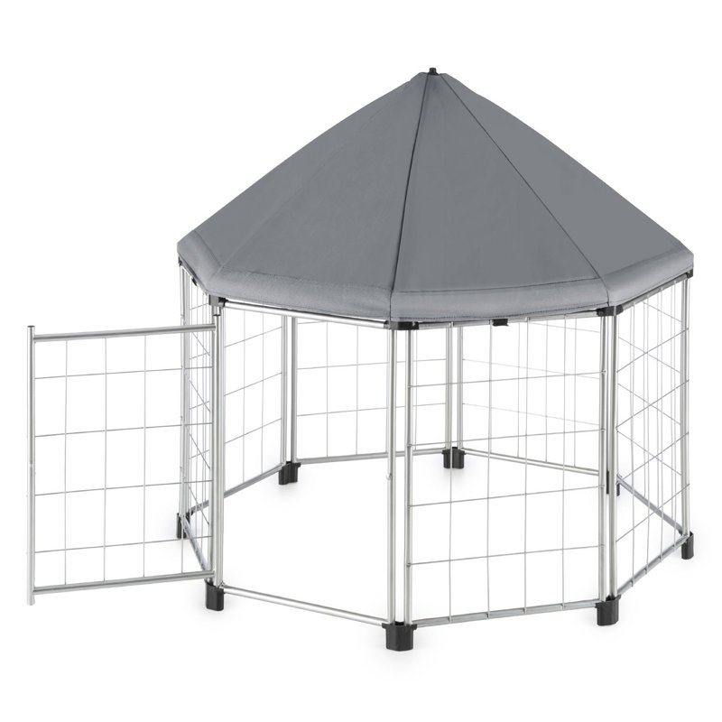 Fort 91cm H Metal Exercise Pen, Grey/Brown/Blue