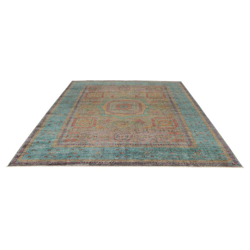 Tapis traditionnel 8 x 11 mauve et bleu clair Anatolian