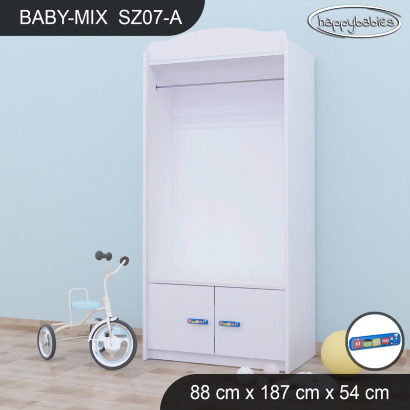 2 Door Wardrobe, White/Blue