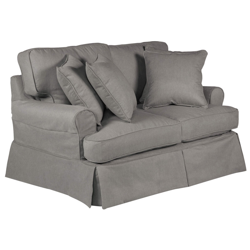 Wesham 60'' Slipcovered Loveseat, Gray Polyester