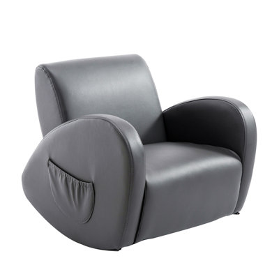 Chaise berçante avec poche latérale, fauteuil en cuir pour tout-petits
