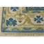 Tapis bleu / jaune en laine noué à la main de conception unique 4 pi 2 po x 5 pi 10 po