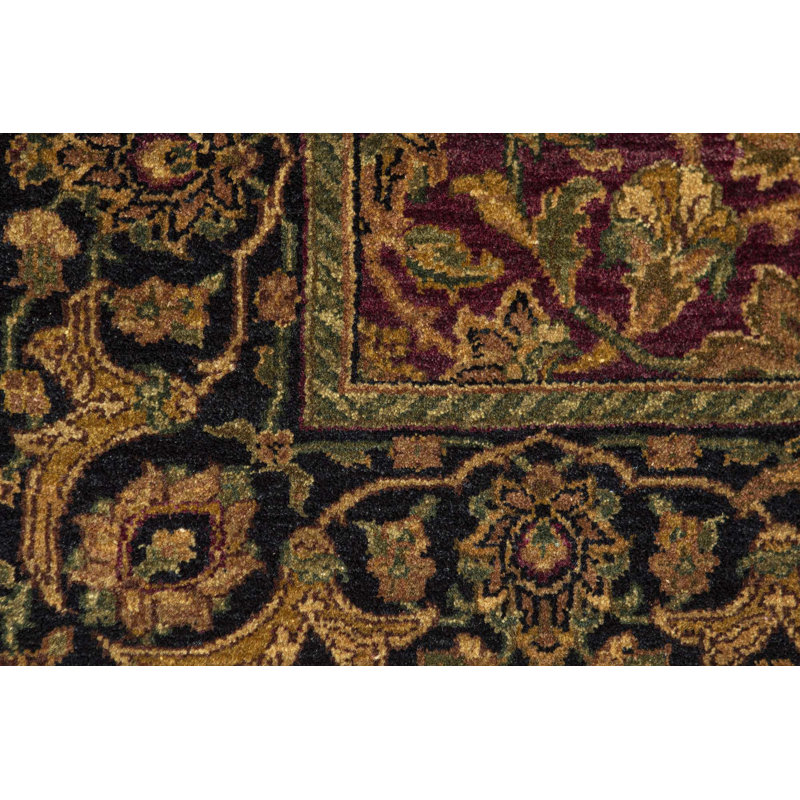 Hand-Knotted High-Quality Red and Black Area Rug, Rectangle 4'1" x 6'4"