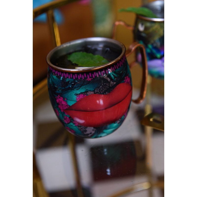 Mikasa x Sarah Arnett Stainless Steel Moscow Mule Mug, 450ml, Lip Print