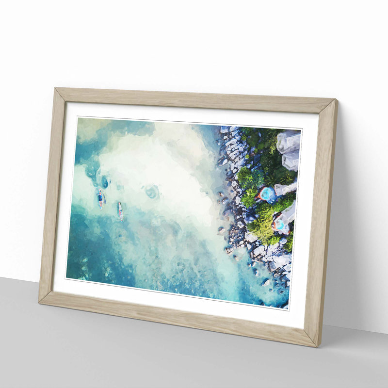 Birds Eye View of Boats in Abstract - Picture Frame Graphic Art Print, Oak Framed, 36cm H x 48cm W x 2cm D