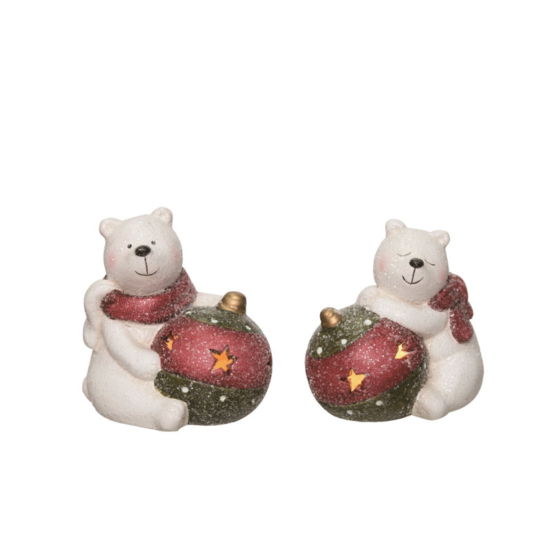  Ensemble de 2 décorations de Noël en forme d'ours polaire et d'ornement en céramique