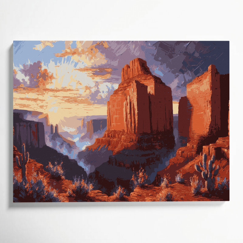 Art mural sur toile, "Sunrise 99", Southwestern, H 16 po x l 20 po