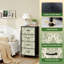 Commode 4 tiroirs pour chambre à coucher Crème damassée vintage vert crème