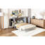Grand lit gris avec style et rangement moderne