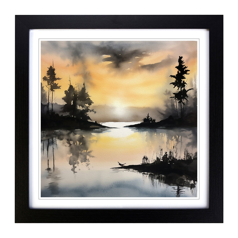 Sunrise Ink Wash No.7 - Framed Print, Black