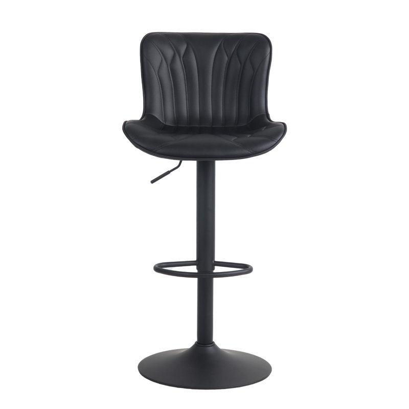 Swivel Adjustable Height Faux Leather Bar Stool, Black