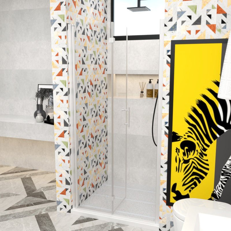 ImageYou Frameless Bifold Shower Door, 36"Wx72"H, Adjustable Width 36-37 3/8", Easy Installation with Magnetic Waterproof Seal