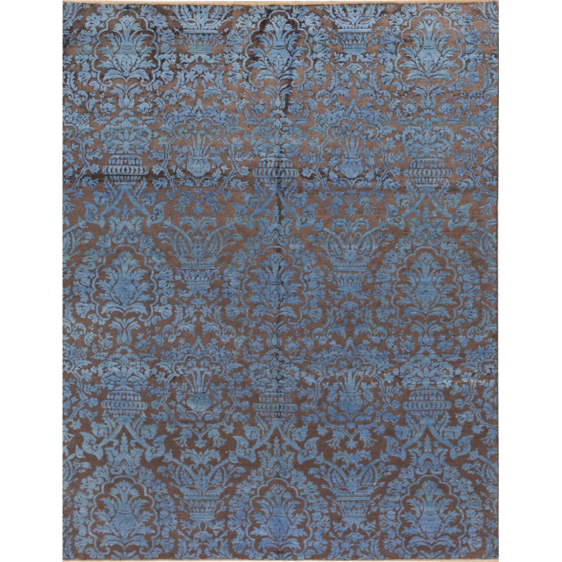 Damask Area Rug in Blue