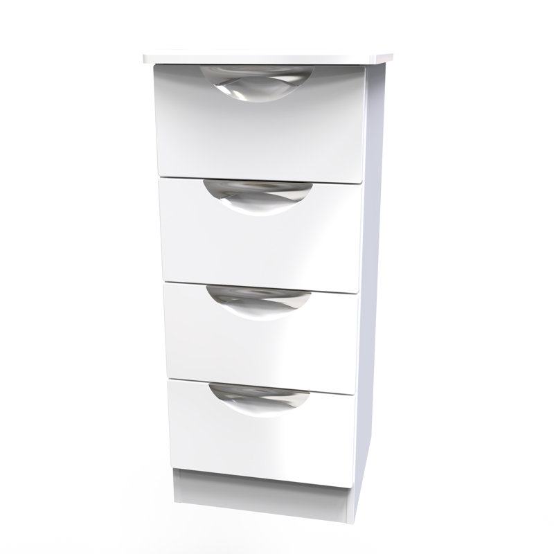 Fully Assembled Leodis 4 - Drawer Chest of Drawers, White Gloss