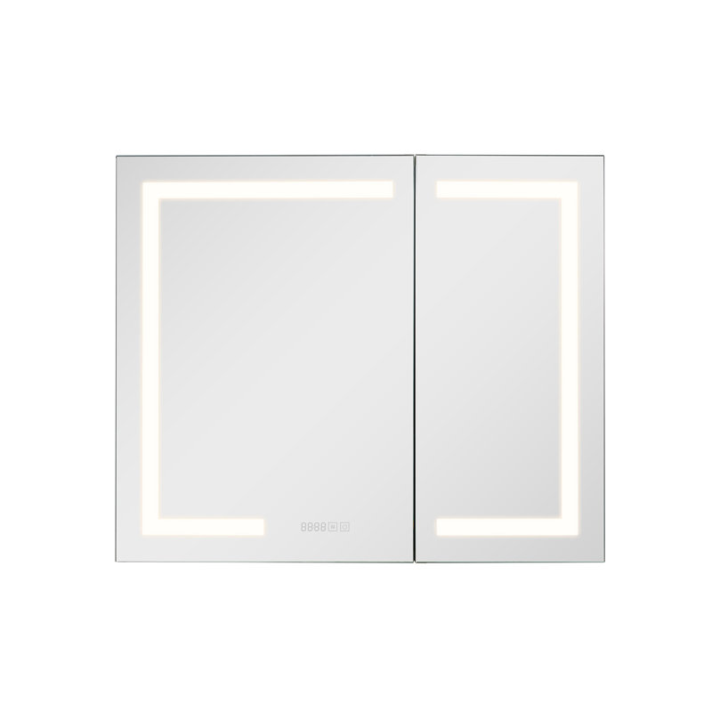 Lighted Medicine Cabinet 36 x 30" HD Tempered Glass Mirror Recessed Wall